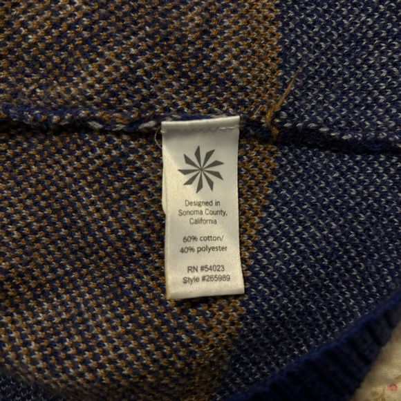 Athleta Fara Fair Isle Sweater Dress Split V-Neck Blue Women Size Medium - Picture 5 of 15